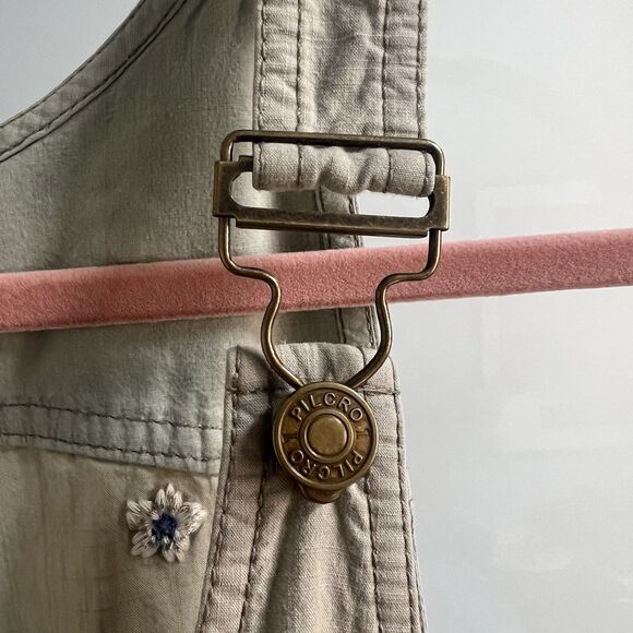 Anthropologie Pilcro Dessa Green And Daisy Overalls Romper Embroidered Large - Picture 7 of 11